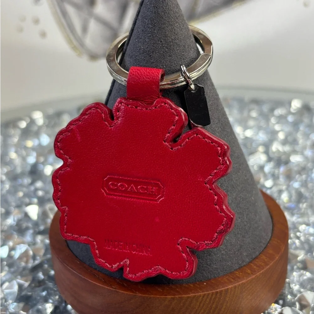 Coach RARE vintage poppy flower APPLIQUÉ key chain EUC - Picture 10 of 11